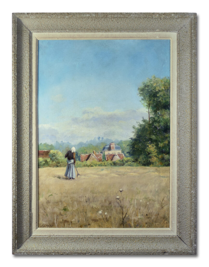 Full view of Stanislas Lépine's painting with frame.